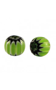 Millefiori bead 6x7mm - Green